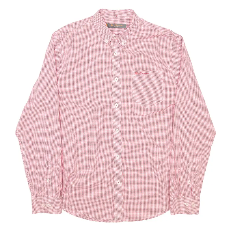 BEN SHERMAN Mens Shirt Red Check Long Sleeve M