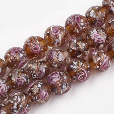 Handmade Gold Sand Lampwork Beads