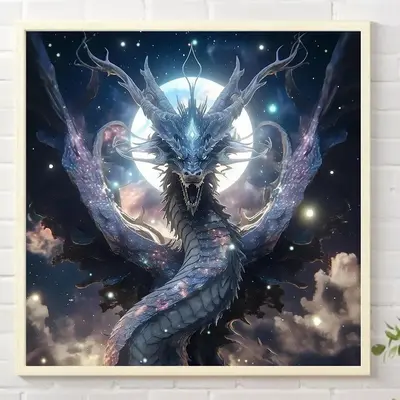 Dragon Pattern DIY Diamond Arts Painting Without Frame, DIY 5D Diamond Arts Painting Kit, Wall Art Decor For Home Living Ro...