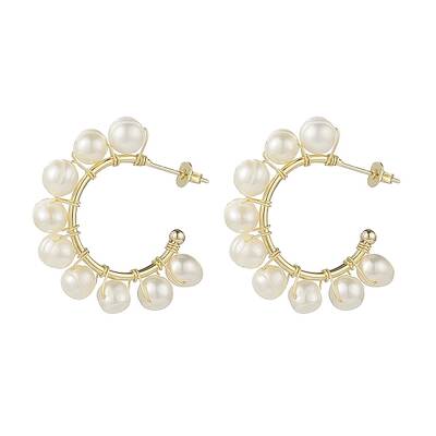 Natural Pearl Beaded Stud Earrings