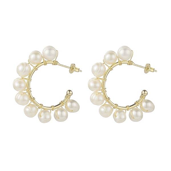 Natural Pearl Beaded Stud Earrings