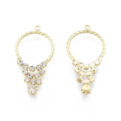 Brass Micro Pave Clear Cubic Zirconia Pendants