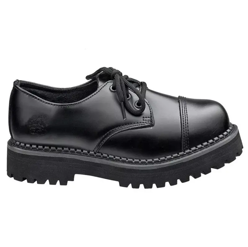 Grinders Boxer CS Leather Unisex Lace Up Shoes - Black - Size:US 7.5 Women / 6 Men