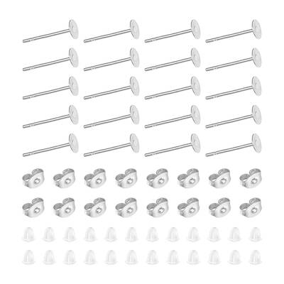 300Pcs 304 Stainless Steel Stud Earring Findings