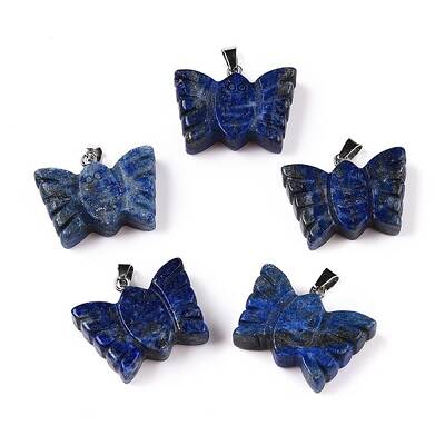 Natural Lapis Lazuli Carved Butterfly Pendants