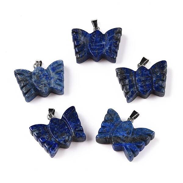 Natural Lapis Lazuli Carved Butterfly Pendants