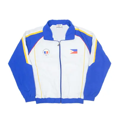 EVERLAST Philippine Sports Commission Windbreaker Jacket Cream Nylon 90s Colourblock Mens S