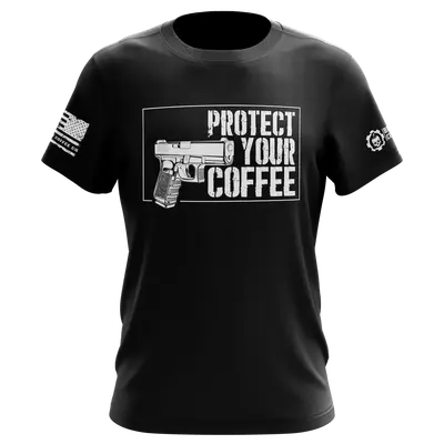 Protect Your Coffee Black T-Shirt, LARGE