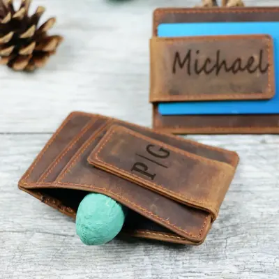 15 pcs+ Bulk Leather Money Clip Wallet Magnetic - Wholesale , Real Leather, Same Day Shipping, Free Shipping US