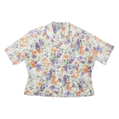 DEL MOD Shirt Green Floral Short Sleeve Womens L