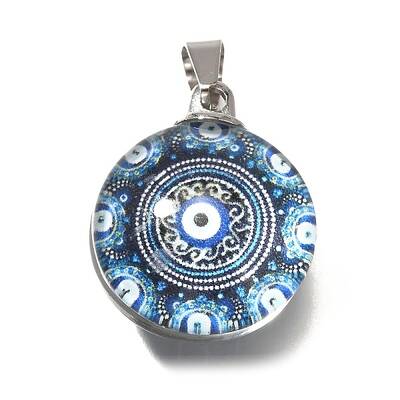 Flat Round 201 Stainless Steel Acrylic Pendants