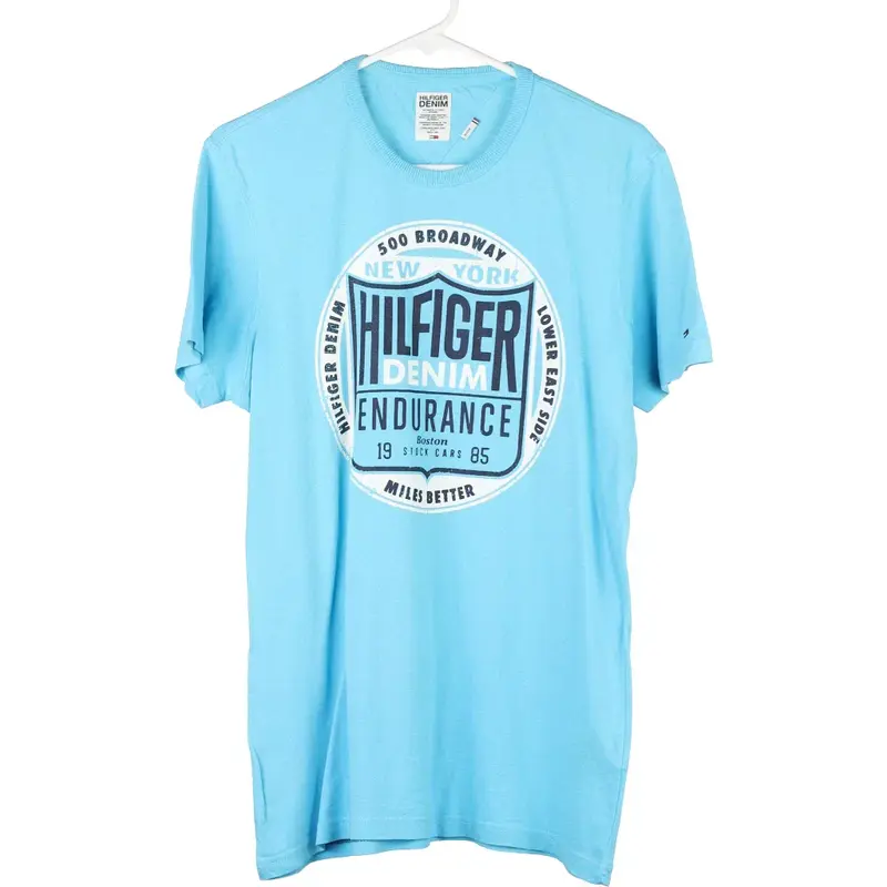 Hilfiger Denim Spellout T-Shirt - Medium Blue Cotton