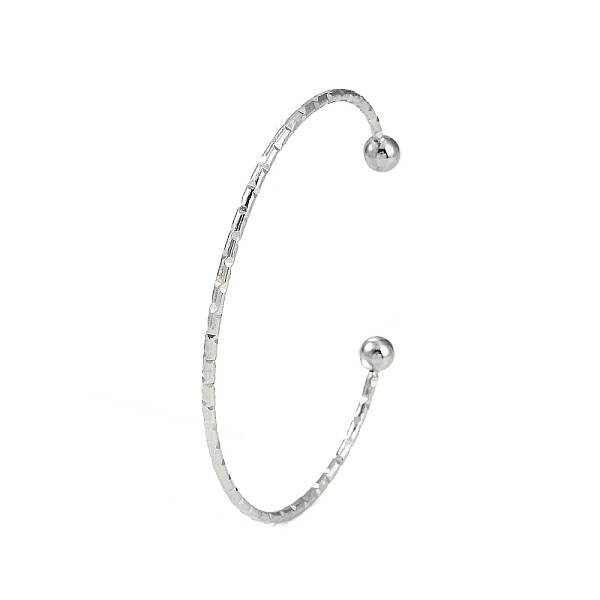 Non-Tarnish 304 Stainless Steel Textured Open Cuff Bangles for Women