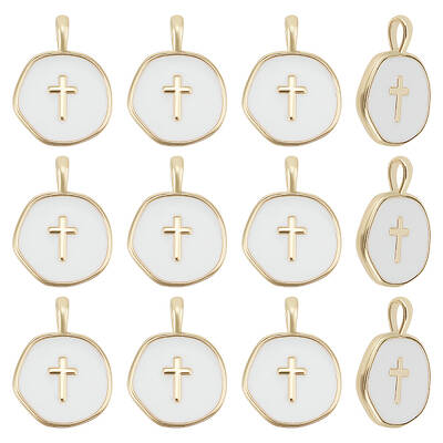 12Pcs Brass Enamel Pendants