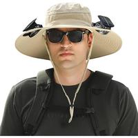 FarthersBirthdayGift Wide Brim Sun Hat with 2 Solar Fan Sun Bucket Hat for Men Women UPF 50+ Bucket Fishing & Beach Hat with ...