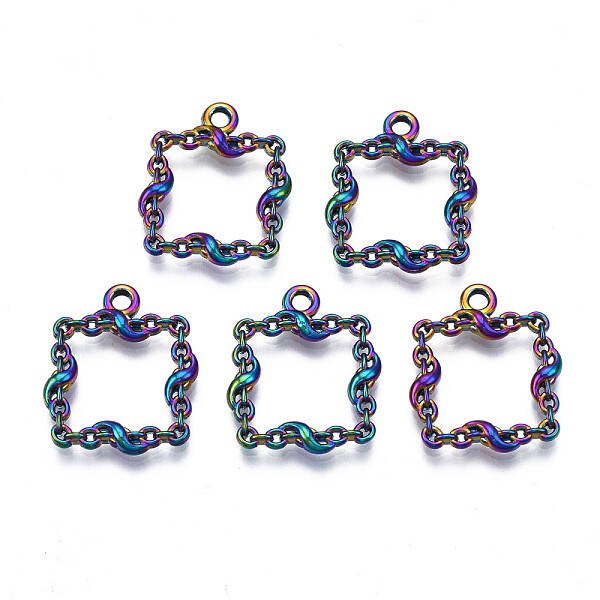 Rack Plating Rainbow Color Alloy Pendants