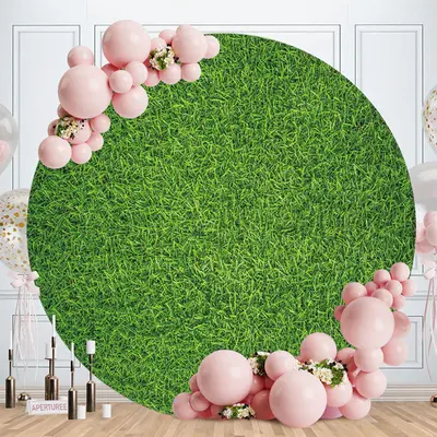 Aperturee Solid Green Grass Themed Circle Baby Shower Backdrop | Round Backdrop Cover Diy | Circle Backdrop Baby Shower | Rou...