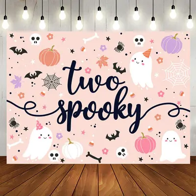 Aperturee Two Spooky Halloween Ghost 2nd Birthday Backdrop
