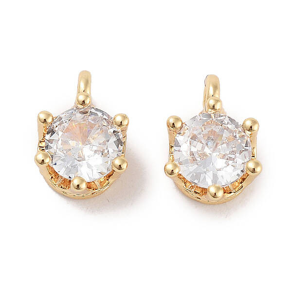 Brass Micro Pave Cubic Zirconia Charms