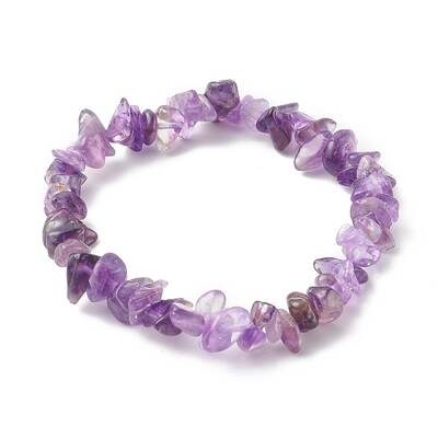 Chip Natural Amethyst Stretch Beaded Bracelets for Kids