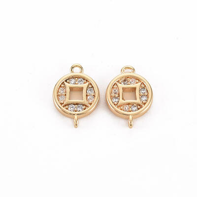 Brass Micro Pave Clear Cubic Zirconia Link Connectors