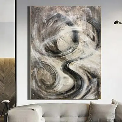 Large Painting On Canvas Oversize Black And White Abstract Painting Abstract Wall Painting Modern Abstract Painting Decor | D...