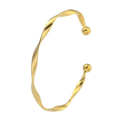 Ion Plating(IP) 304 Stainless Steel Twisted Open Cuff Bangles for Women