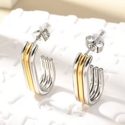 304 Stainless Steel Two Tone Stud Earrings