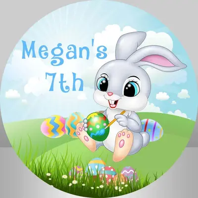 Aperturee Easter Bunny Spring Round Backdrop Kit For Birthday | Round Backdrop Stand Covers | Circle Background For Party | B...