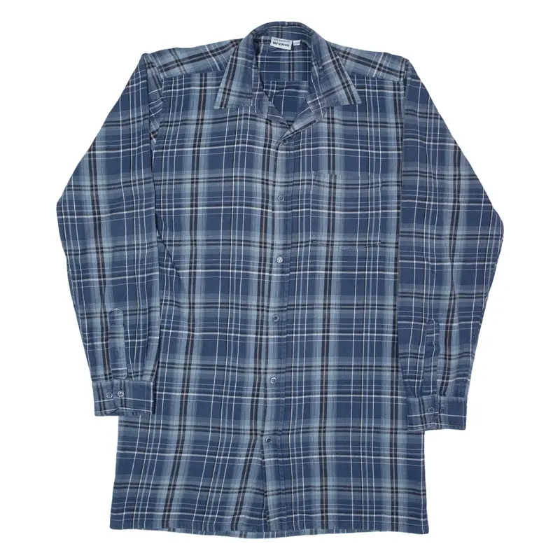 BREMO Shirt Blue Check Long Sleeve Mens M