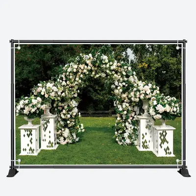 Arched Holy White Flowers Door Wedding Backdrop - Aperturee