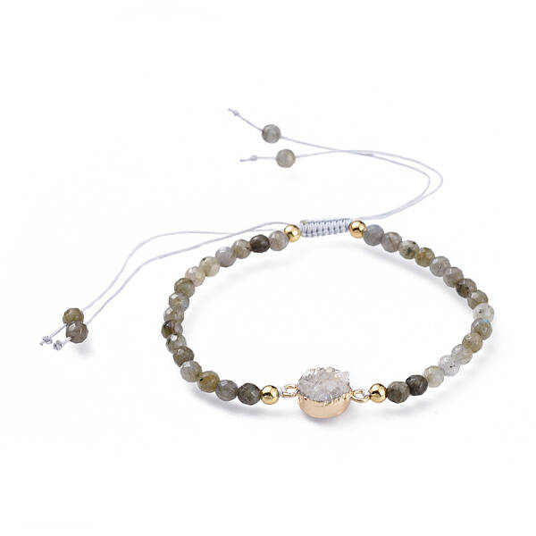 Adjustable Natural Indian Agate Braided Bead Bracelets
