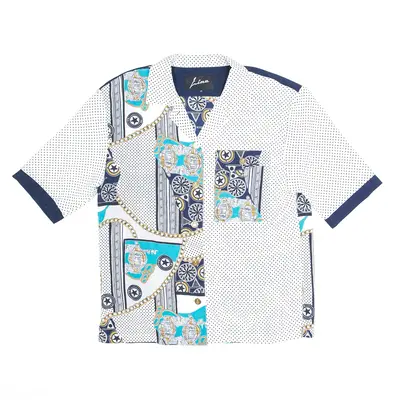 LIMA Blouse Blue 80s Spotted Short Sleeve Shirt Womens M