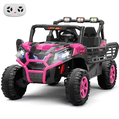 XJD 24V 7AH Ride On Electric Truck Car for Kids w/Parent Remote Control, Spring Suspension, LED Lights, AUX Port, Gift for Ki...