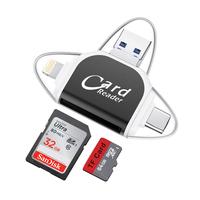 Memory Card Reader, 4in1 USB-C to SD Micro SD MS CF Card Reader Adapter, 4 Simultaneously Read and Write, Compatible with iPh...