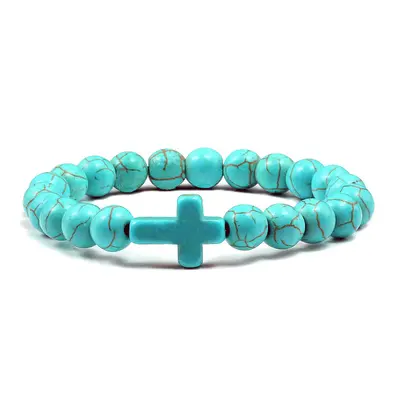 Blue Turquoise Cross Bracelet | Color: Blue | Size: 21cm