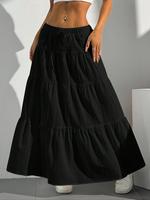 Women's Plain Ruffle Trim Skirt, Casual Fashion Long Skirt for Daily Wear, Ladies Bottoms for All Seasons, Womenswear,  Skirt...