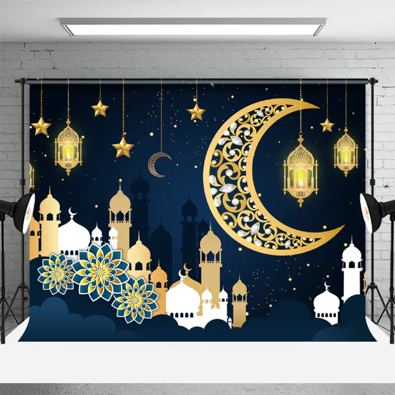 Dark Blue Indian Traditional Holiday Party Backdrop - Aperturee