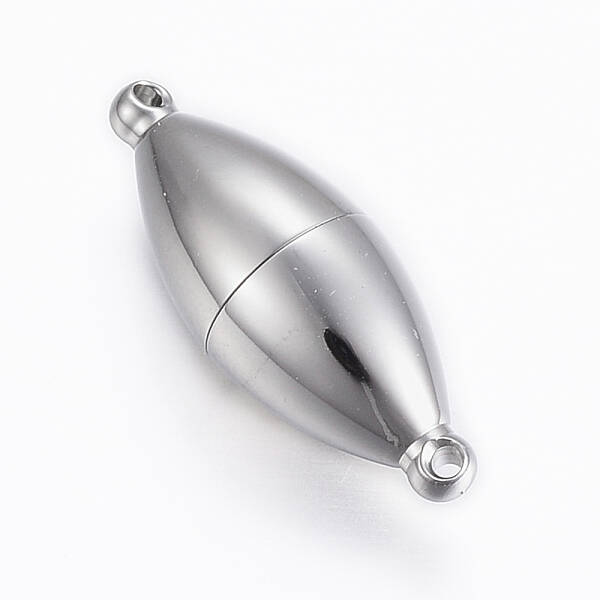 Tarnish Resistant Smooth 304 Stainless Steel Rice Magnetic Clasps with Loops