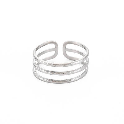 Non-Tarnish 304 Stainless Steel Triple Line Open Cuff Ring for Women