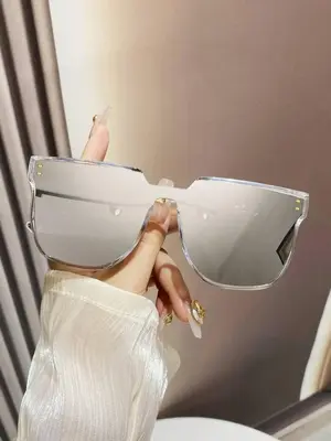 Flat Top Mirror Lens Sunglasses for Women, Summer Trendy Casual Thin Clear Frame Trendy Styling Sunglasses for Everyday Use, ...