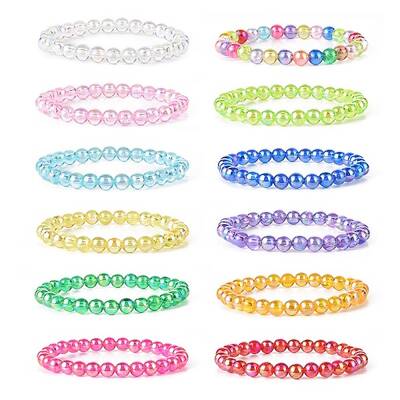 AB Color Transparent Acrylic Beaded Stretch Bracelet Sets