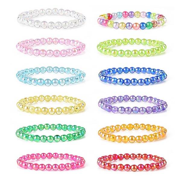 AB Color Transparent Acrylic Beaded Stretch Bracelet Sets