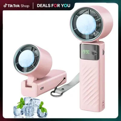 Portable high-speed handheld cold air turbo fan, side pulley gear key 199 gears USB-C handheld fan with digital display, suit...