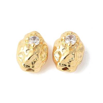 Brass Micro Pave Clear Cubic Zirconia Bead