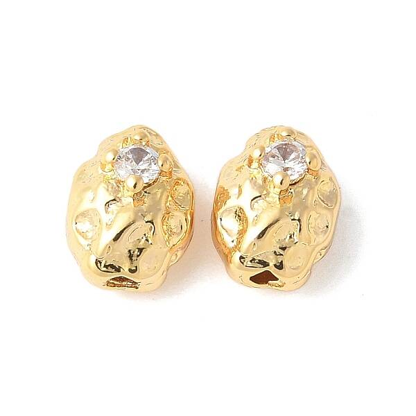 Brass Micro Pave Clear Cubic Zirconia Bead