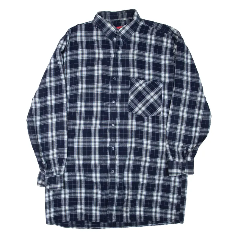 KLEE Mens Flannel Shirt Blue Check Long Sleeve L