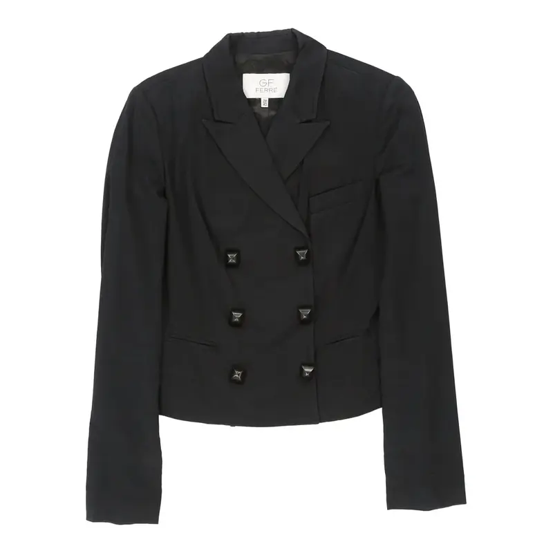 Gf Ferre Cropped Blazer - Medium Black Cotton Blend | Size: medium