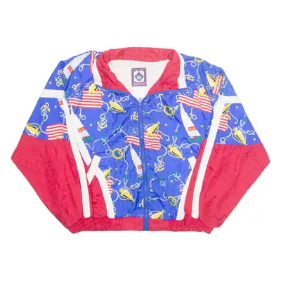 BASIC Womens Shell Jacket Blue Nylon Crazy Pattern M