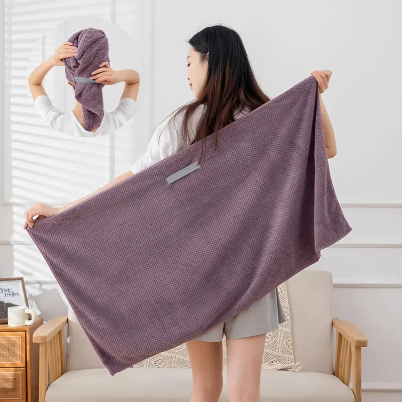 Solid Color Hair Drying Towel, 1 Count Quick Drying Hair Towel Wrap, Microfiber Hair Drying Towel with Elastic Strap for Wom...